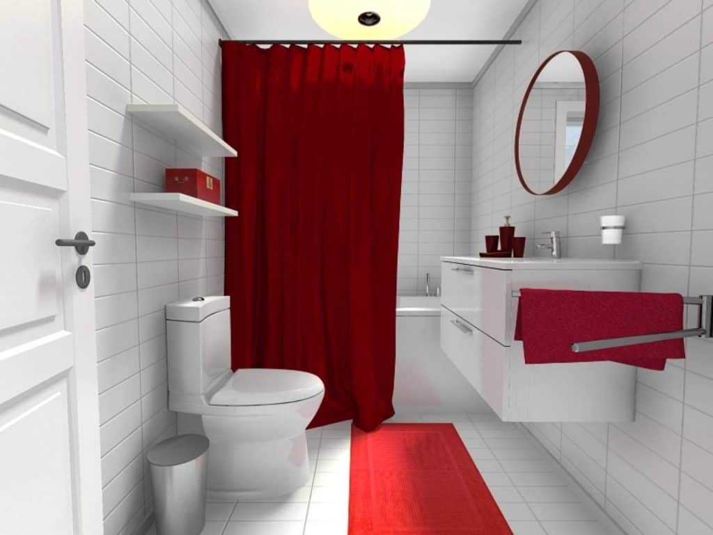 Красно-белая ванная