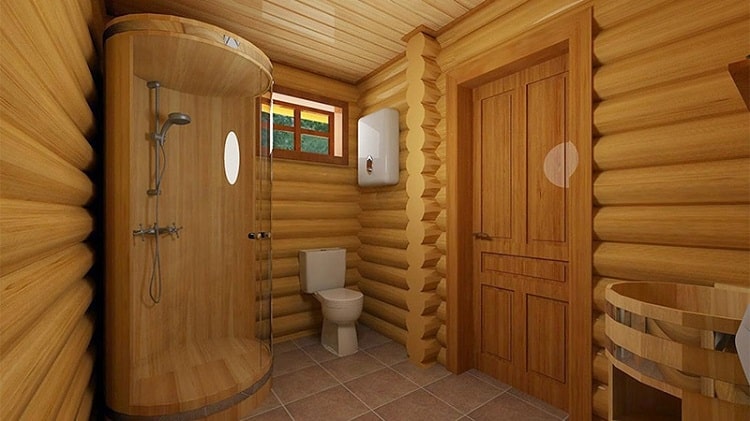душ в деревянном доме