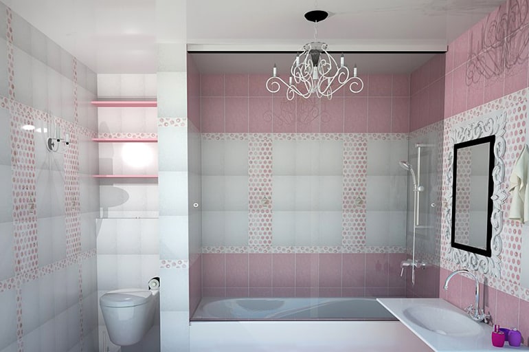 Ванная в розовом цвете