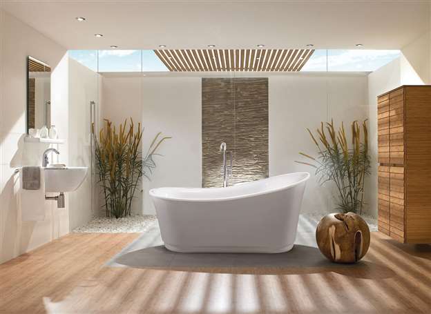 Светлая лаконичная ванная в стиле модерн
