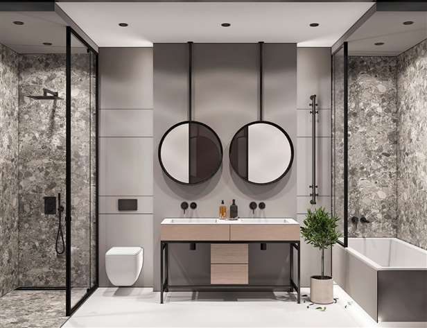 Современная и красивая ванная комната модерн
