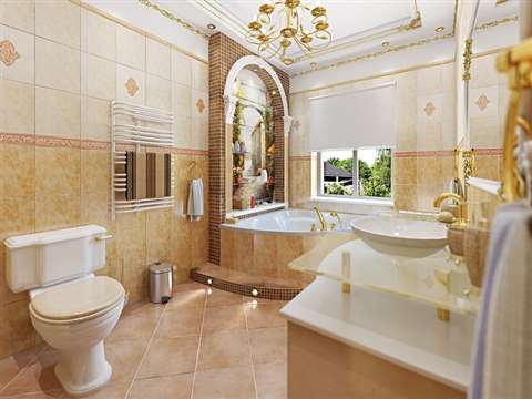 Оформление ванной комнаты в стиле барокко с элементами современного дизайна