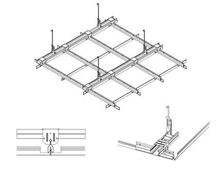 Металлический каркас кассетного потолка.