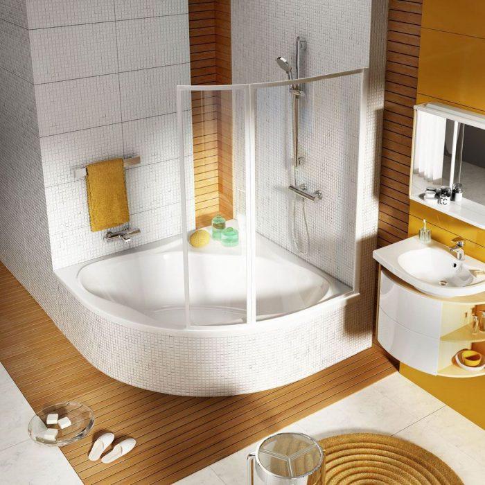 Компактная угловая ванна – стильно, красиво