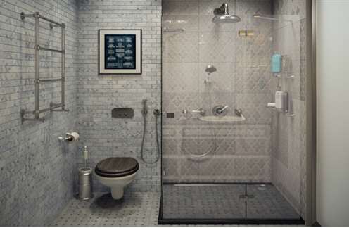 Ванная комната, совмещенная с туалетом, в стиле минимализм