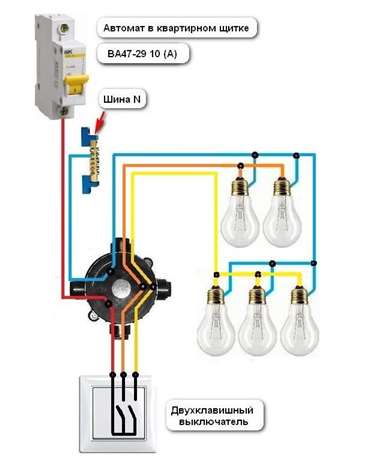 Схема подключения люстры к питанию